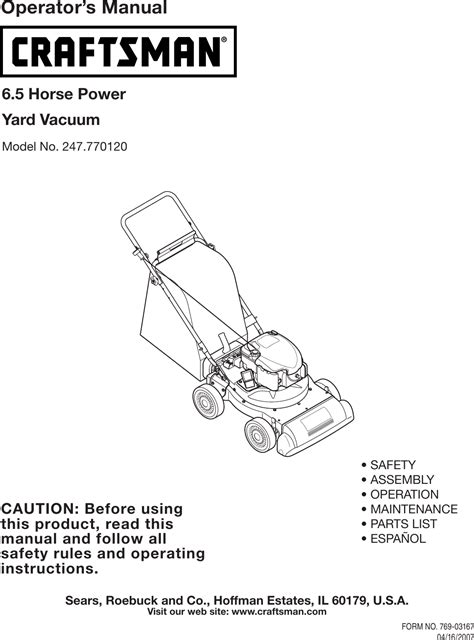 Craftsman 247 77012 Operators Manual