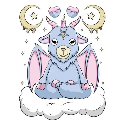 Cabra Gótica Pastel Kawaii Fofa E Assustadora PNG Ilustração Kawaii