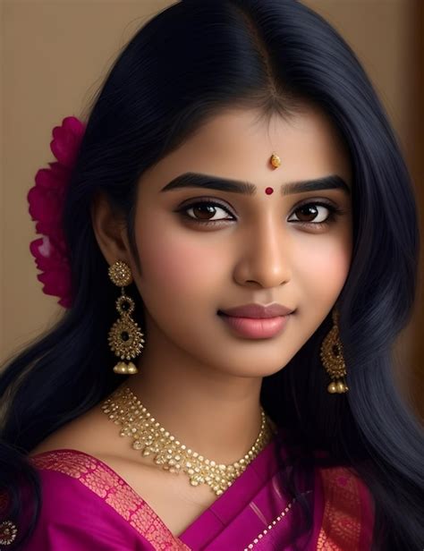 A Stunning Stylish Indian Girl With Beautiful Sari Ai Generated Premium Ai Generated Image