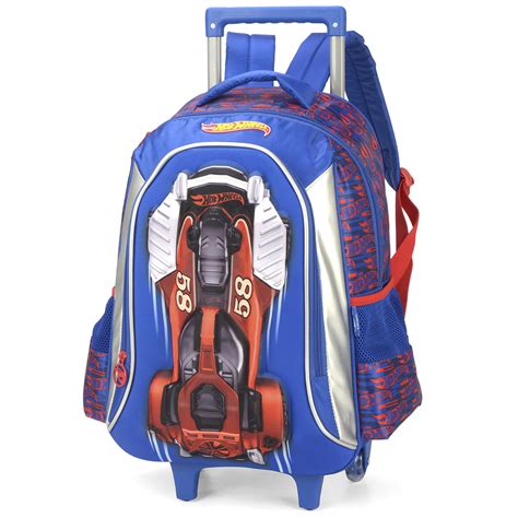Mochila de Rodinhas Alça Luxcel Hot Wheels Vermelho Nuvem de Algodão