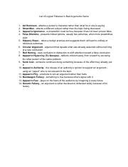 Logical Fallacies Activity Pdf List Of Logical Fallacies In Bad