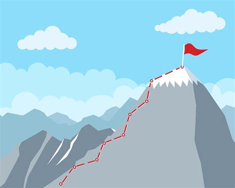 Mountain Climbing Route To The Top Business Winning Concept Goal