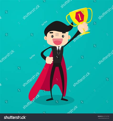 Businessman Holding Trophy Stock Vector Royalty Free 673719778