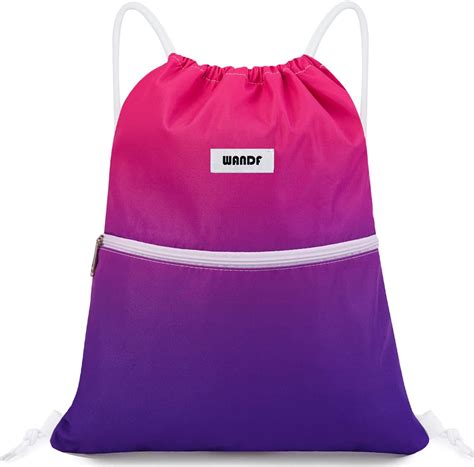 WANDF Athletic Waterproof Drawstring Backpack Nylon Cinch Sackpack For