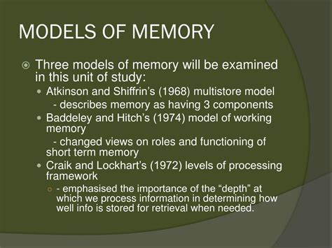 Ppt Models Of Memory Powerpoint Presentation Free Download Id2064233