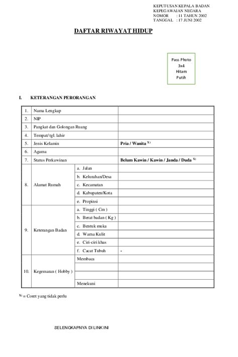 Detail Contoh Cv Pns Koleksi Nomer