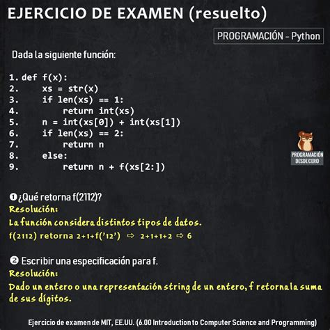 Ejercicio De Examen De Mit Resuelto Funciones En Python