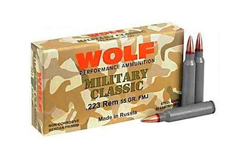 Wolf Military Classic 223 Rem 55 Grain Fmj 500 Round Case