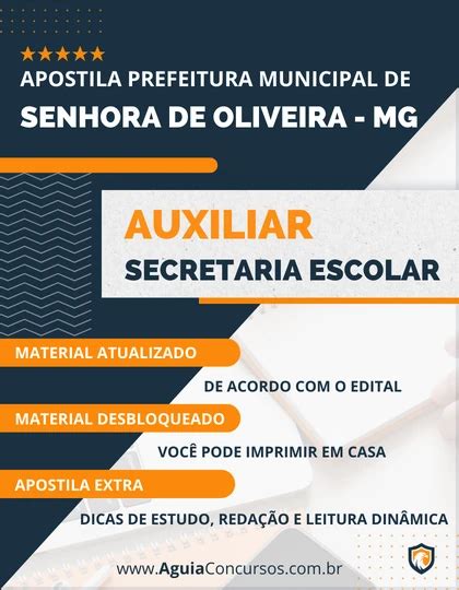 Apostila Pref Senhora De Oliveira Mg Auxiliar Secretaria Escolar