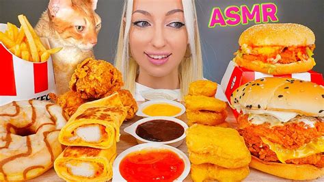 Asmr Eating Kfc Fried Chicken Burger Fries Donut 후라이드 치킨 Chicken