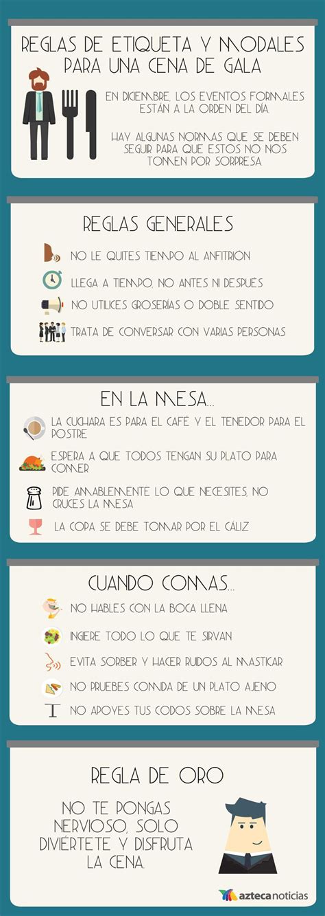 Reglas De Etiqueta Y Modales Para Una Cena De Gala Infografia Dining