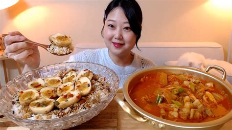 통통한 삼겹살 가득 삼겹김치찌개 촉촉한 마약달걀장 덮밥 집밥 먹방 Spicy Pork Belly Kimchi Jjigae