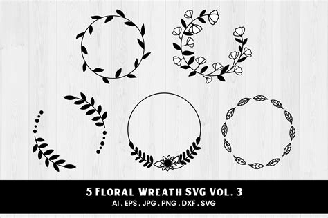 Floral Wreath Svg Vol 3 5 Variations Graphic By Qidsign Project