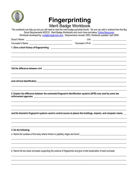 Scout Merit Badge Worksheets