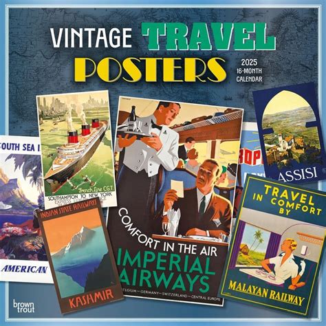 Vintage Travel Posters 2025 Wall Calendar Calendars