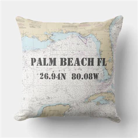 Nautical Chart Latitude Longitude Gulf Of Mexico Throw Pillow Zazzle