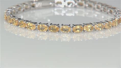 Yellow Brazilian Citrine Tennis Rhodium Over Sterling Silver Bracelet