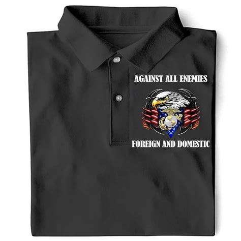 Usmc Marine Corps Polo Shirt Against All Enemies Foreign And Domestic