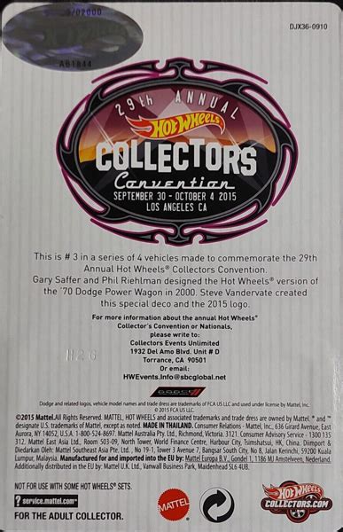 2015 Hot Wheels 70 Dodge Power Wagon RLC Exclusive Release 29th Collectors