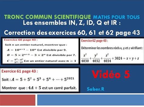 Tronc Commun Scientifique Ensembles Des Nombres Corrction D Exercices