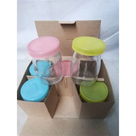 Set Pcs Puding Jar Ml Tutup Plastik Botol Kaca Pudding Jar Pdj