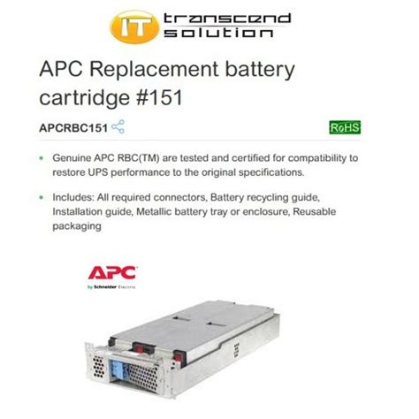 Apc Replacement Battery Cartridge Rbc Pre Order Ready