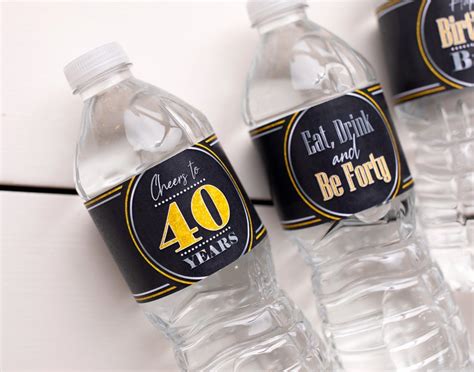 40th Birthday Party Water Bottle Labels Self Stick Milestone Etsy