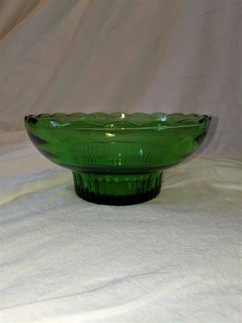 Vintage E O Brody Co M2000 Green Glass Pedestal Bowl Dish Etsy