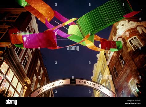 Christmas Street Decorations In Carnaby Street London Stock Photo Alamy