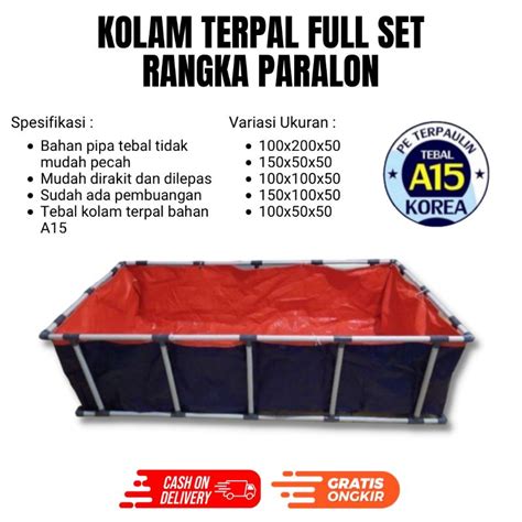 Jual KOLAM TERPAL KOTAK FULLSET RANGKA PARALON BISA PILIH UKURAN