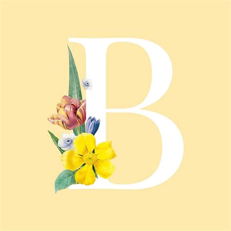 Floral Capital Letter B Alphabet Premium Vector Rawpixel