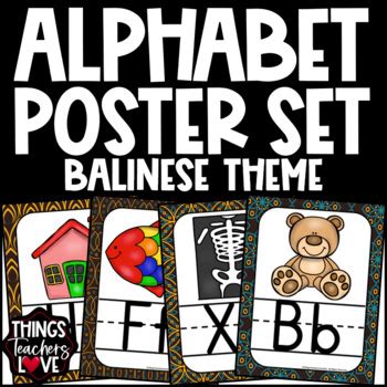 Alphabet Pictures Poster Set A to Z - BALI BALINESE CLASSROOM DECOR