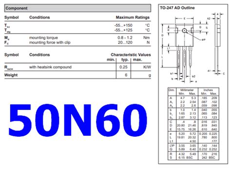 50N60 IGBT - 600V, 60A, MOSFET, Transistor, IXRH50N60