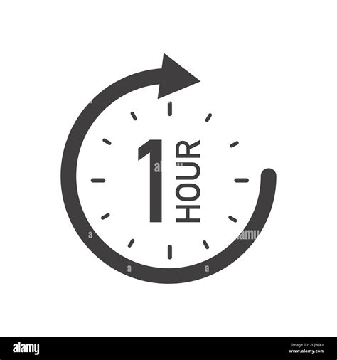 One hour round icon with arrow. Black and white vector symbol Stock ...