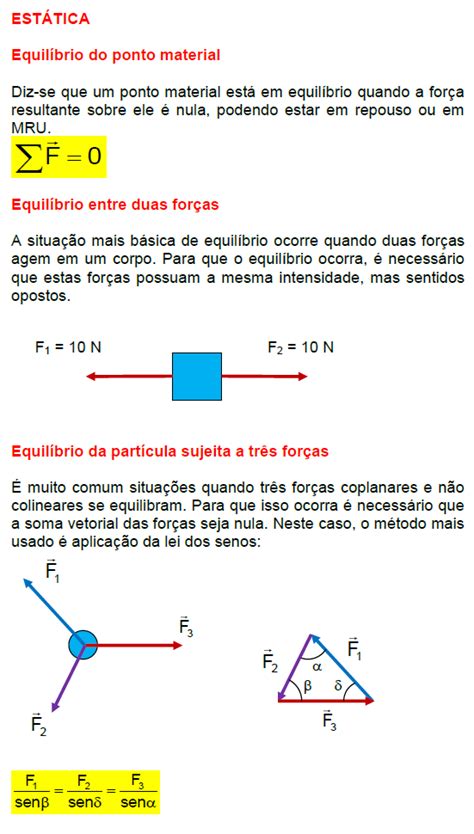 Fisica Ponto Material - MINHAS AULAS DE FÍSICA: Estática do ponto material