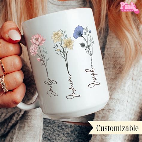 Custom Birth Month Birth Flower Mug Custom Plant Mom Mug Mothers Day