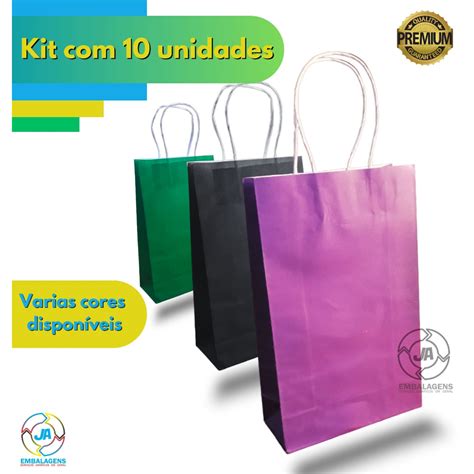 Sacolas De Papel Offset Para Presentes Pacote Unidades Da Ja