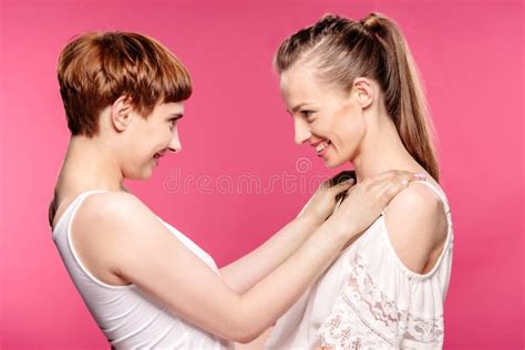 Lesbian Couple Embracing Stock Photo Image Of Closeup 109182150