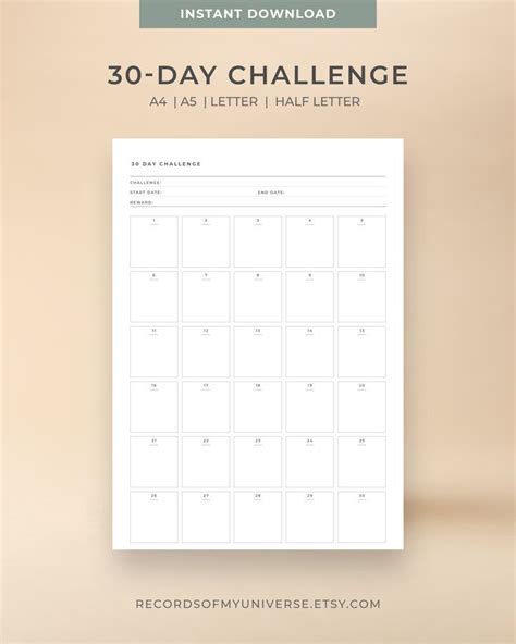 This Is A 30 Day Challenge Form That Can Change Your Daily Life Use