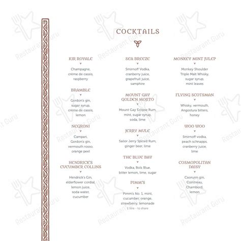 Menu at Loch Fyne Hotel & Spa restaurant, Inveraray