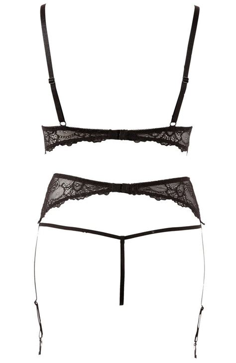Completo Intimo Aperto 3 Pezzi In Pizzo Con Perle Milena Lingerie