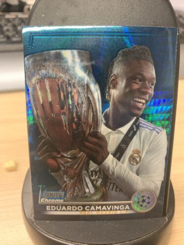 2022 23 Topps Stadium Club Chrome UCL Eduardo Camavinga Blue Prism