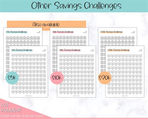 20k 100 Envelope Challenge Printable 20000 Colorful Sky