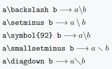 How To Display Backslash And Forward Slash In Latex Document