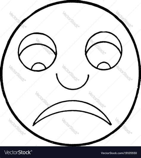 Frown sad face vintage engraving Royalty Free Vector Image