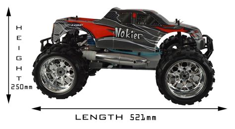 HSP 1/8th Scale 4WD Off Road Nitro Monster RC Truck 2.4G - Black & Red