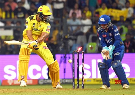 Mumbai Csk Batsman Shivam Dube Bowled During The Ipl 2023 Match