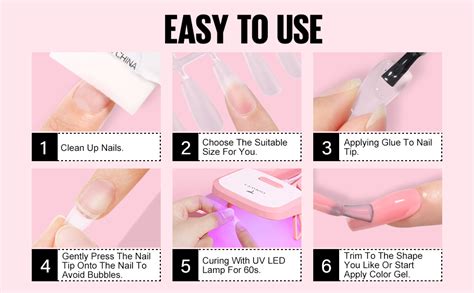 Amazon Tomicca Nail Tips And Glue Gel Kit Portable Uv Led Nail