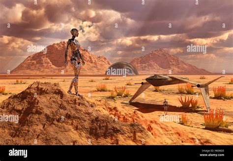 Roboter Terraforming Auf Dem Mars Stockfotografie Alamy