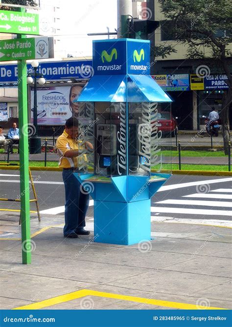 Lima, Peru - 30 Apr 2011: the Telephone Booth in Lima City, Peru, South